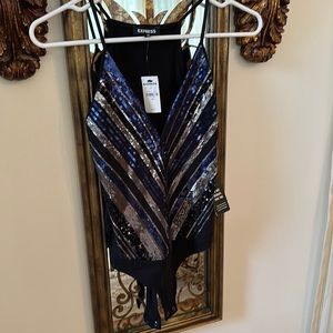Black body suit xs nwt!!!  Express sequins. Stretchy